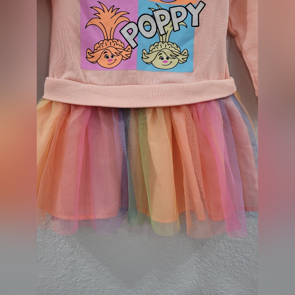 Colorful Trolls Long Sleeve Dress 3t - Picture 2 of 9